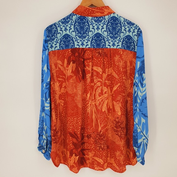 Soft Surroundings Hermosa Patchwork Floral Button Down Long Sleeve Blouse Sz 1X - Picture 3 of 11